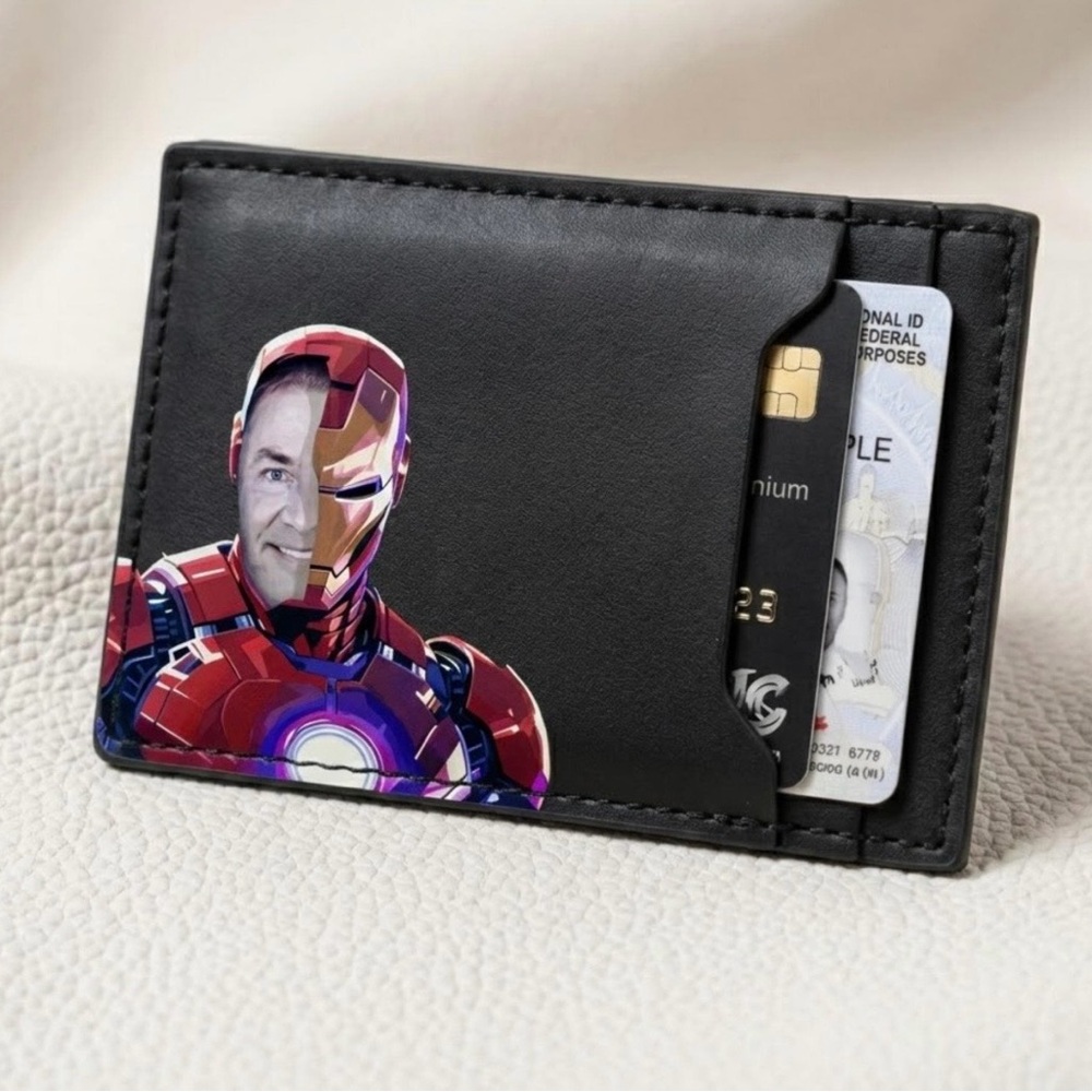 Iron Man Marvel Face ID wallet card holder- show your own face!